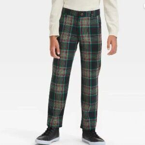Boys' Dress Pants - Cat & Jack™ Green and Black Plaid 16